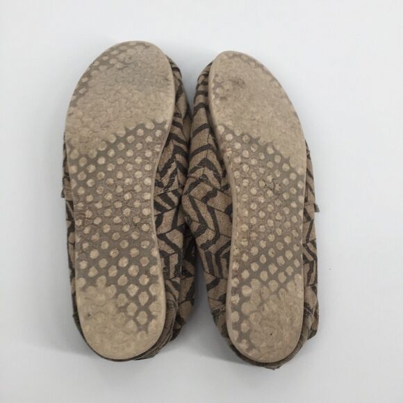 Toms Chevron Print Canvas Ballet Flats Size 8.5 Womens Tan Brown Black Slip On - Picture 7 of 7